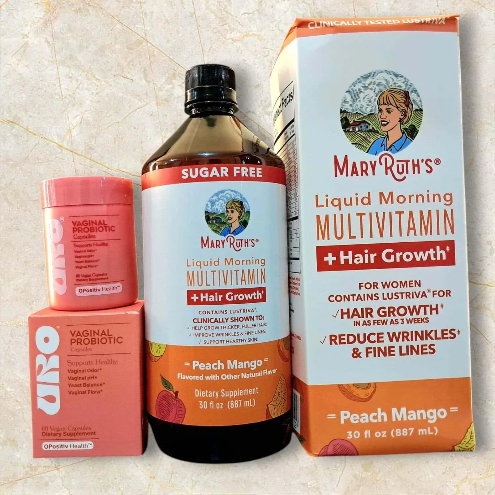 Kit Mary Ruths Multivitaminico Liquido y URO Probioticos - Suplemento Cabello Piel y Salud Intima Original