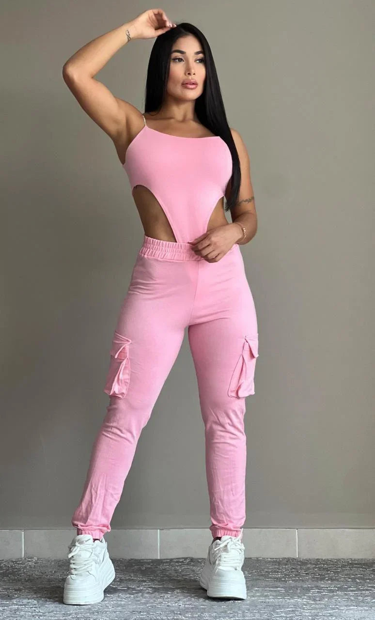 Enterizo colombiano camuflado color palo rosa deportivo para mujer